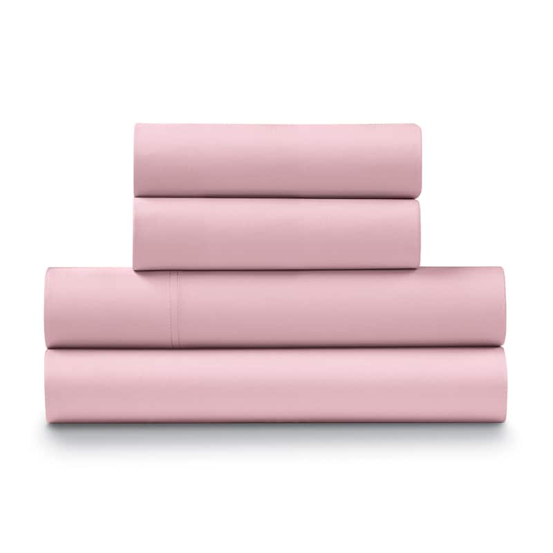 Ella Jayne 100% Cotton Percale Cool and Crisp Deep Pocket Sheet Set - Blush - King