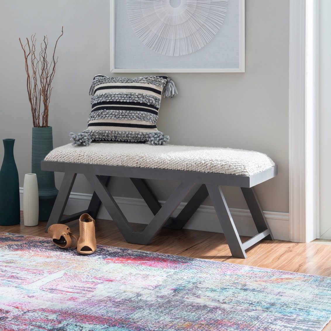 Linon Bonney Boho Upohostered Entryway Bench
