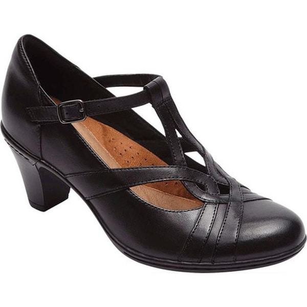Rockport Women's Cobb Hill Marilyn T-Strap Black Leather