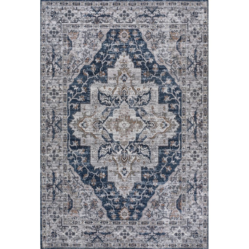 JONATHAN Y Alacati Boho Gray Medallion Machine Washable Area Rug