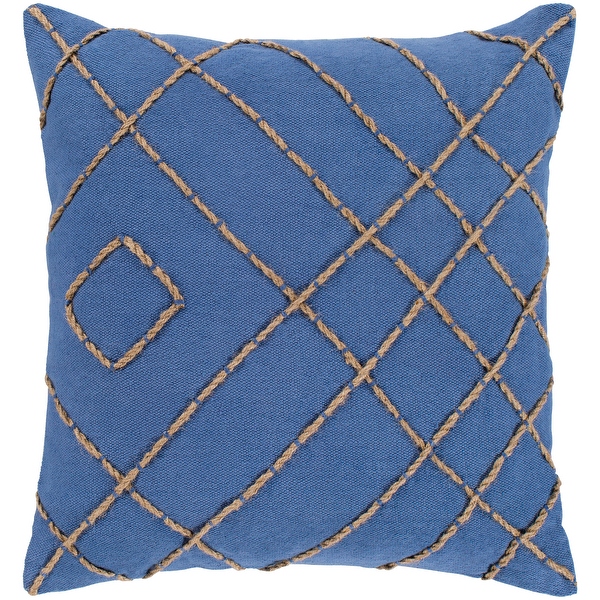Kelby Navy Tan Hand Embroidered Poly Fill Throw Pillow 18 x 18 On Sale Bed Bath Beyond 23144425