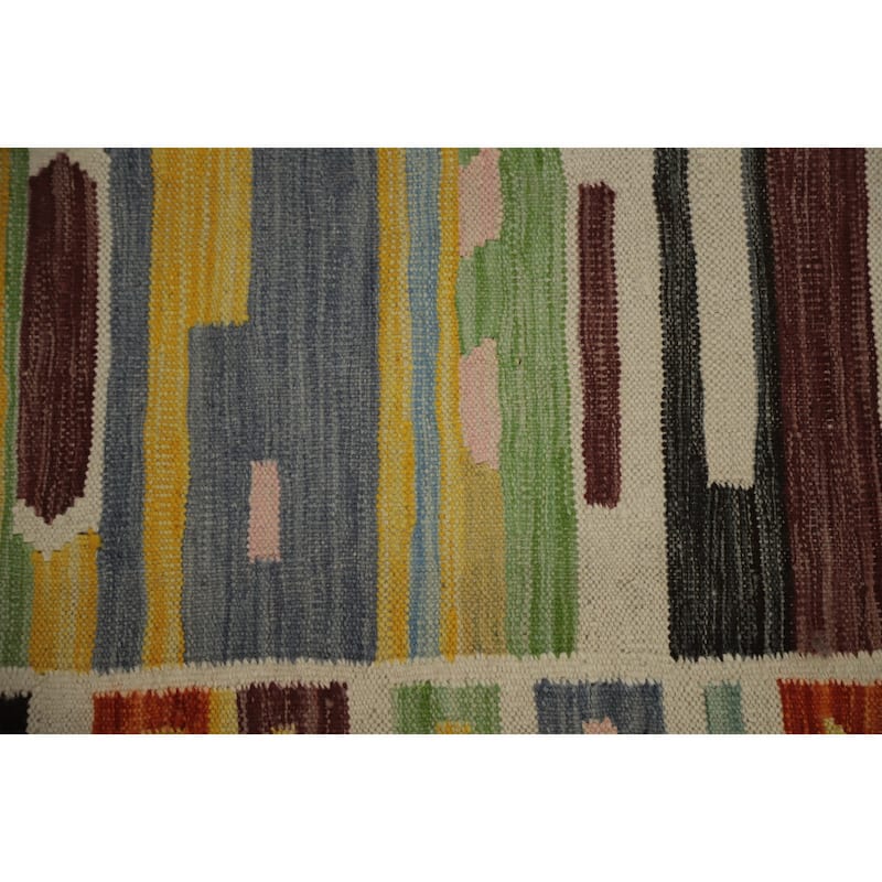 Hand Woven Oriental 100% Wool Carpet Southwestern Tribal Multi-Colored Kilim Area Rug - 6' 1'' X 4' 3''