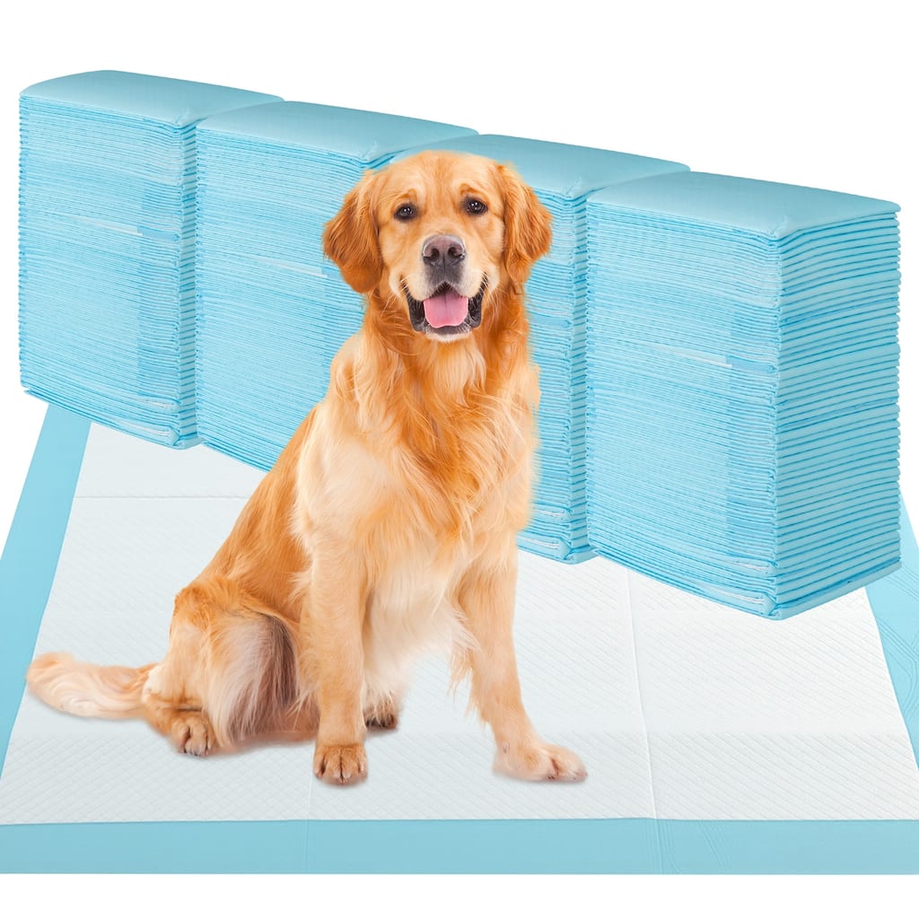Gymax 36''x 36''(200 Counts) Dog Potty Training Pads Puppy Pee Pads w/ - 200 Counts Blue, White