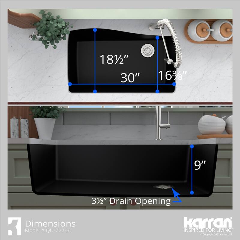 Karran Undermount Quartz Single Bowl Kitchen Sink