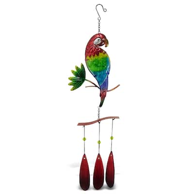 CoTa Global Parrot Wind Chime - Handmade Glass And Metal Chime - 26.4 Inches