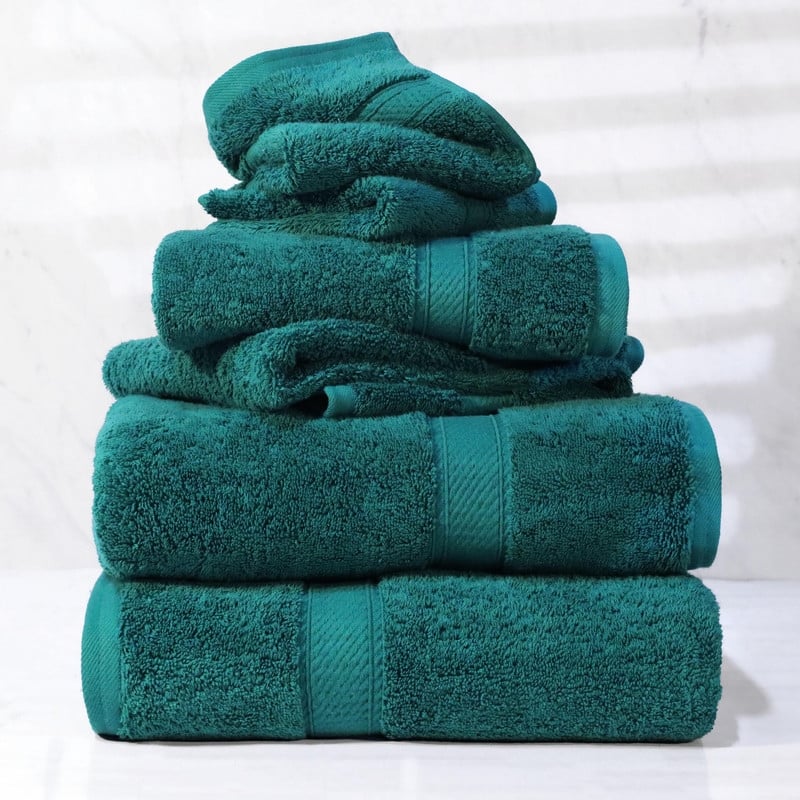 Superior Egyptian Cotton Pile Heavyweight 6-Piece Towel Set - 6-Piece Set - Teal
