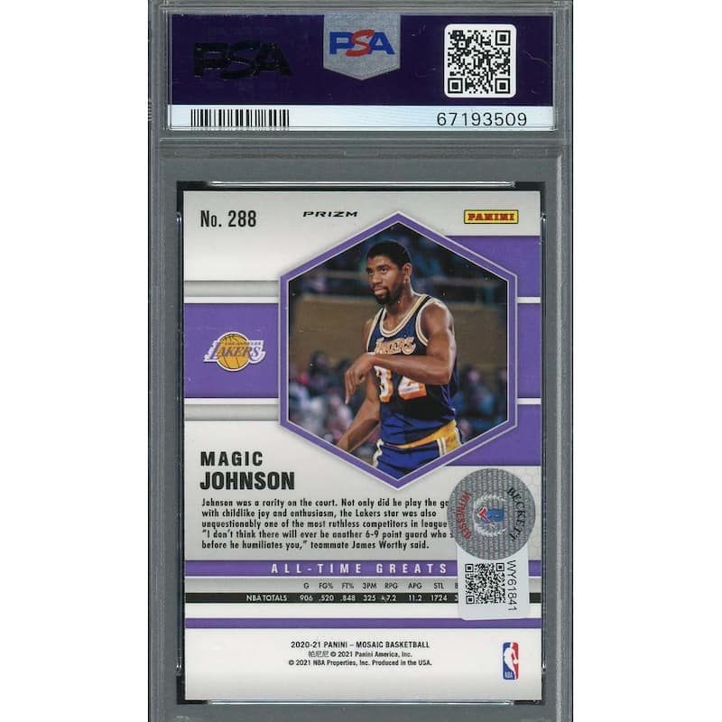 Magic Johnson Autographed 2020 Panini Mosaic Gold Wave Signed Card #288 Auto PSA - 8'6" x 11'6"