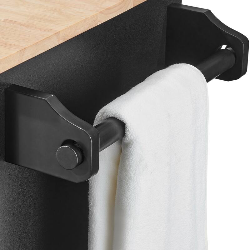 Kitchen Island Cart Storage Cabinet Serving with Drop Leaf, Drawer & Trash Cabinet