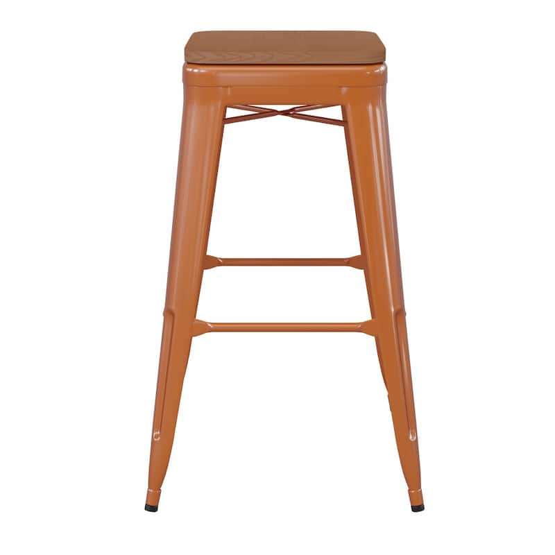 Indoor/Outdoor Backless Bar Stool with Poly Resin Seat