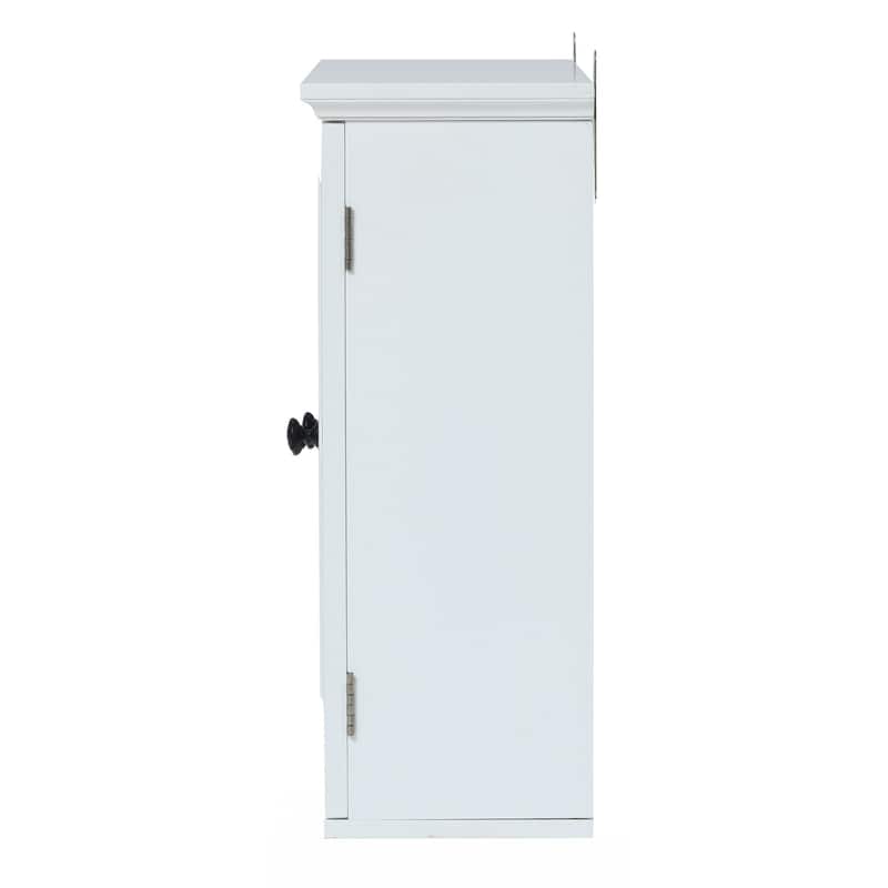 White MDF Wood Glass Pane Bathroom Wall Cabinet - 19.9" H x 23.6" W x 7.5" D