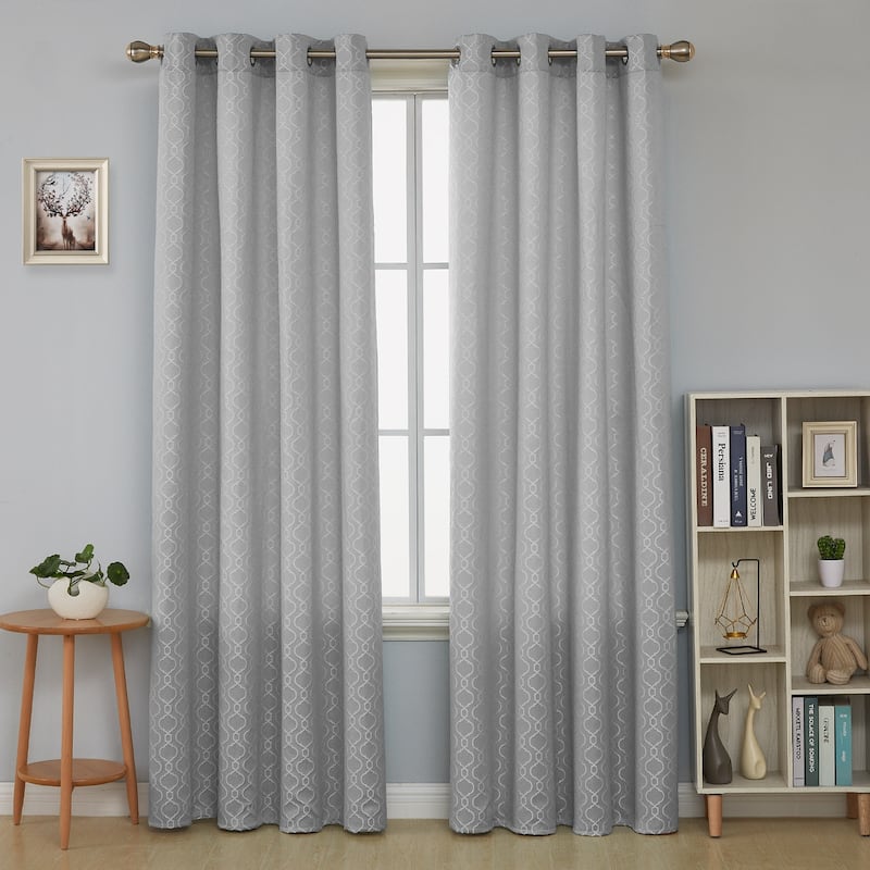 Deconovo Geometric Knitting Room Darkening Grommet Curtain(2 Panels) - 52W x 95L - Grey