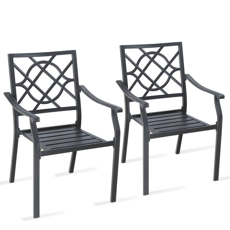 Patio Dining Chairs Outdoor Chair Set with Steel Frame and Armrest