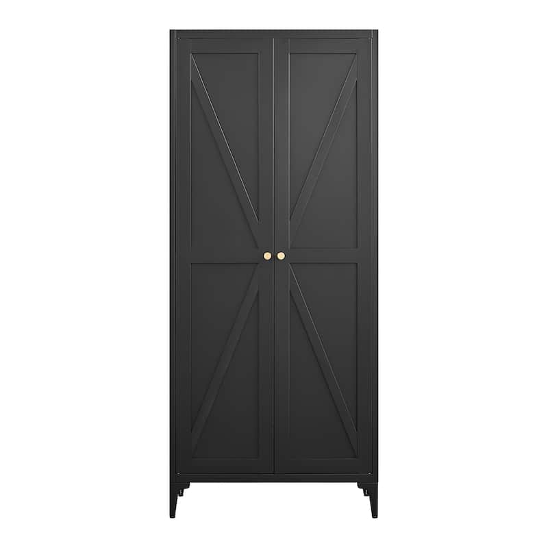 2 Doors Metal Storage Cabinet Kitchen Pantry Cabinet With Adjustable Shelves Tall Steel Cabinet Locker