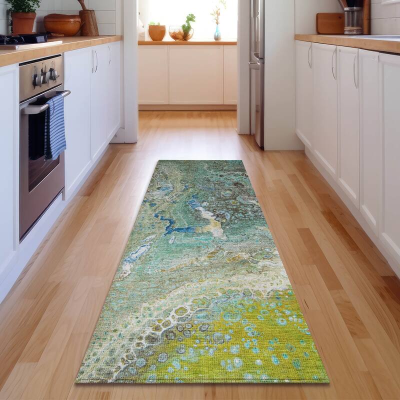 Premium Washable Super Soft Contemporary Mayfield Rug - Teal - 2' 3" x 7' 6" - Runner