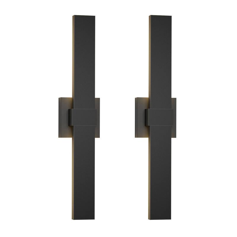 1-Light Black/White Aluminum LED Outdoor Wall Sconce (1 Pack / 2 Pack) - 2Pack/23.6in - Black