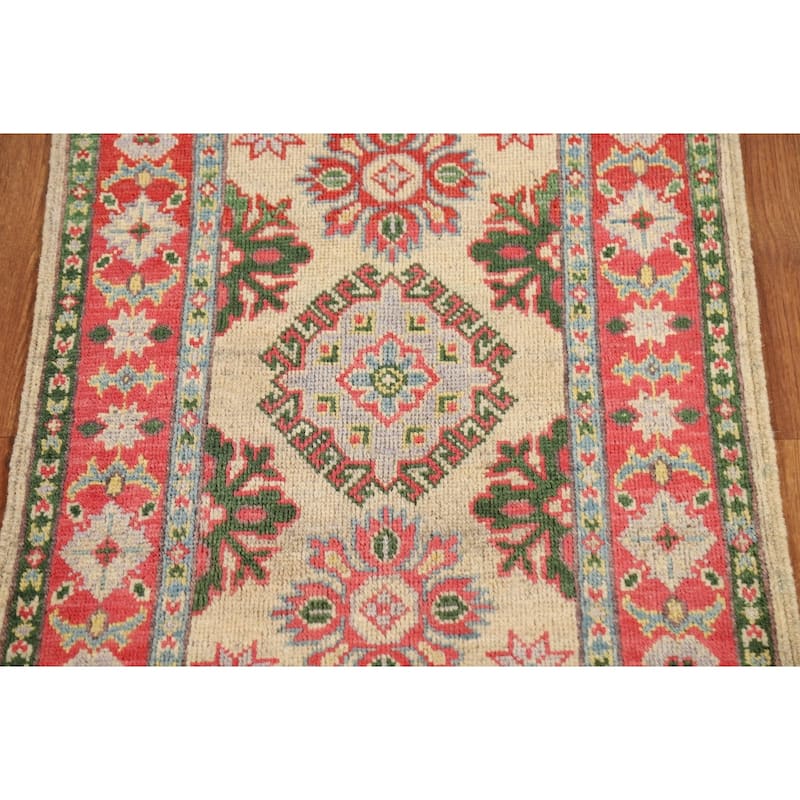 Geometric Kazak Foyer Rug Hand-Knotted Wool Carpet - 2'0" x 3'0"
