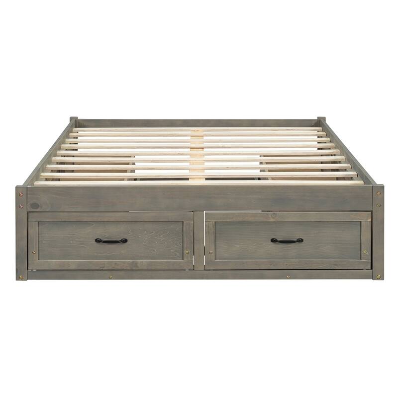 Full Size Platform Bed with 6 Storage Drawers