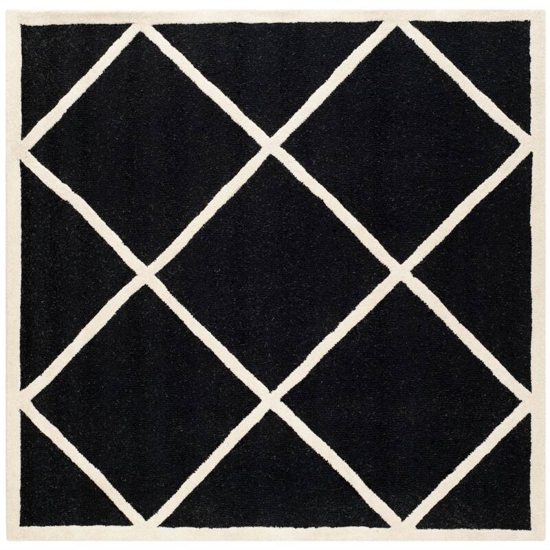 SAFAVIEH Handmade Cambridge Vija Modern Moroccan Wool Rug - 6' Square - Black/Ivory