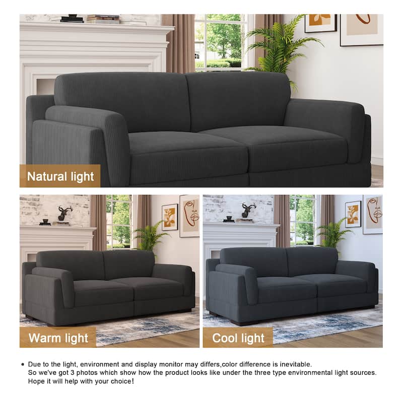 Modern 2 Seater Corduroy Arm Loveseat Sofa