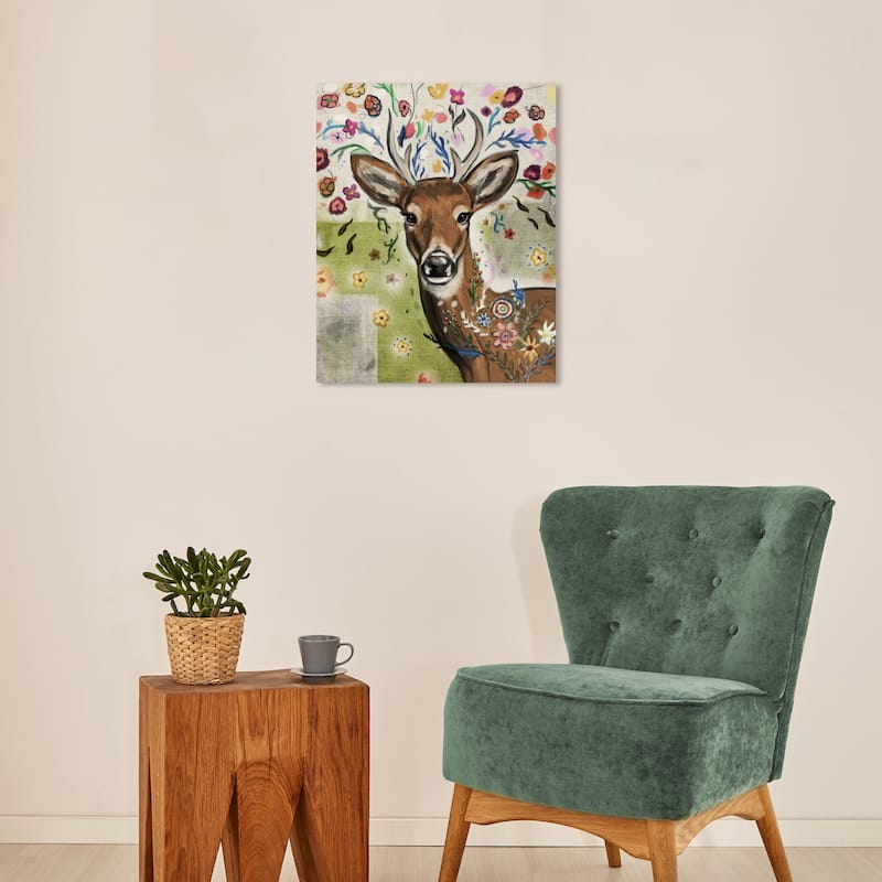 Wynwood Studio Canvas Animals Natural Fawn Blossom Brown Wall Art Canvas Print - 16 x 20