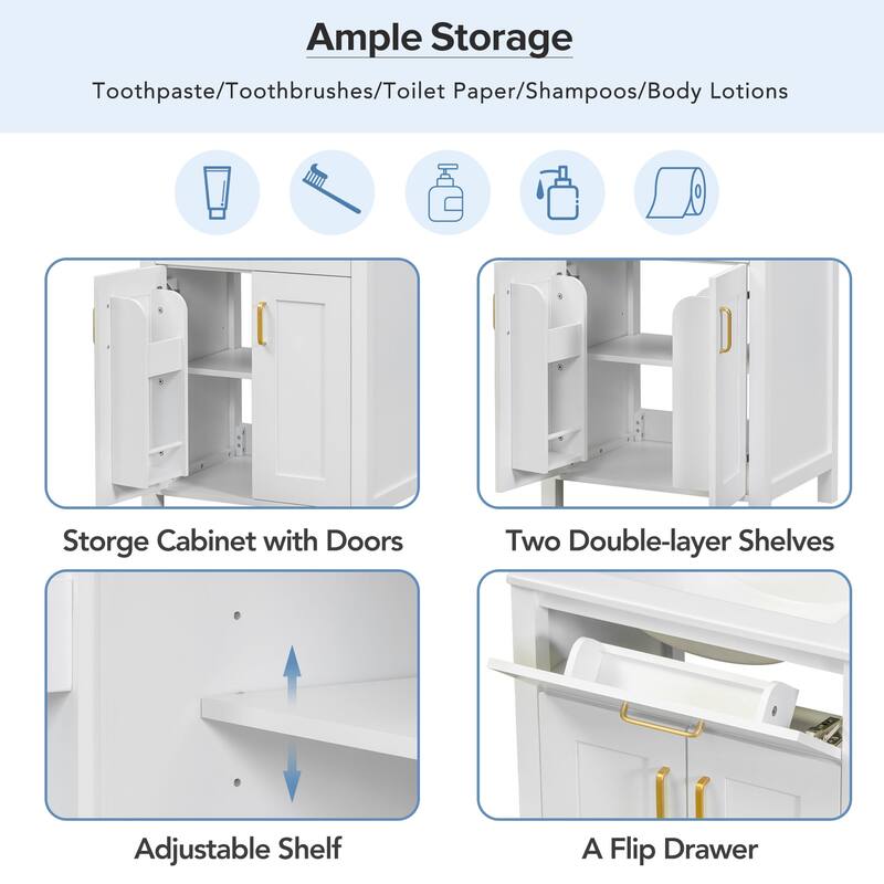 24" Bathroom Vanity Combo with Ceramic Sink, Bathroom Vanity Cabient with 2 Soft Close Doors, Adjustable Shelf and 1 Flip Drawer