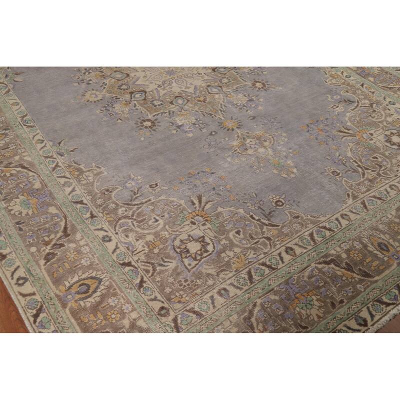 Gray Tabriz Persian Vintage Area Rug Handmade Wool Carpet - 8'0"x 11'4"