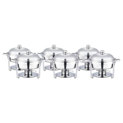 6 Packs Stainless Steel 5 Quarts Round Chafing Dish