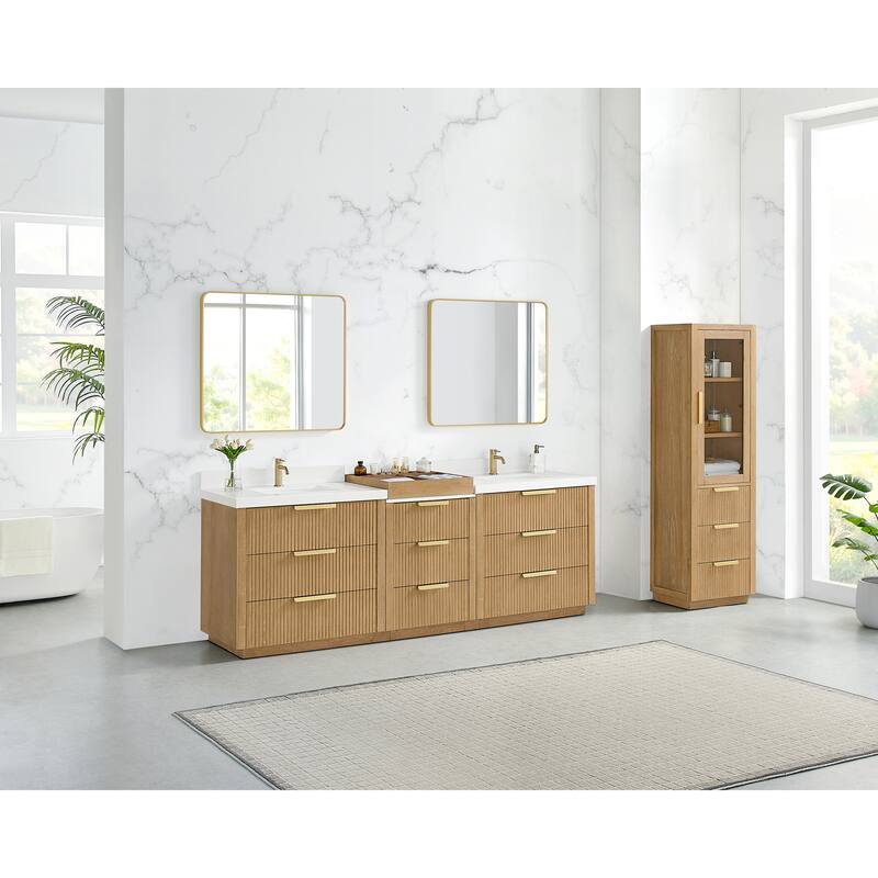 Santarem Double Vanity with Pure White Quartz Stone Top without Mirror