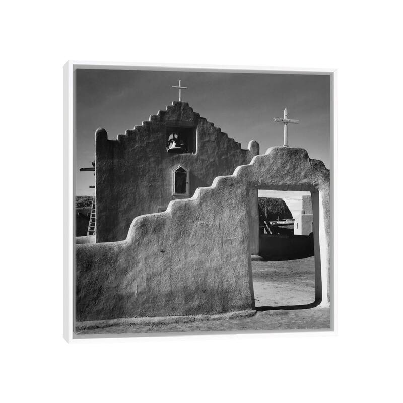 iCanvas "Church, Taos Pueblo, New Mexico, 1941" by Ansel Adams Framed Canvas Print - White - 18x18