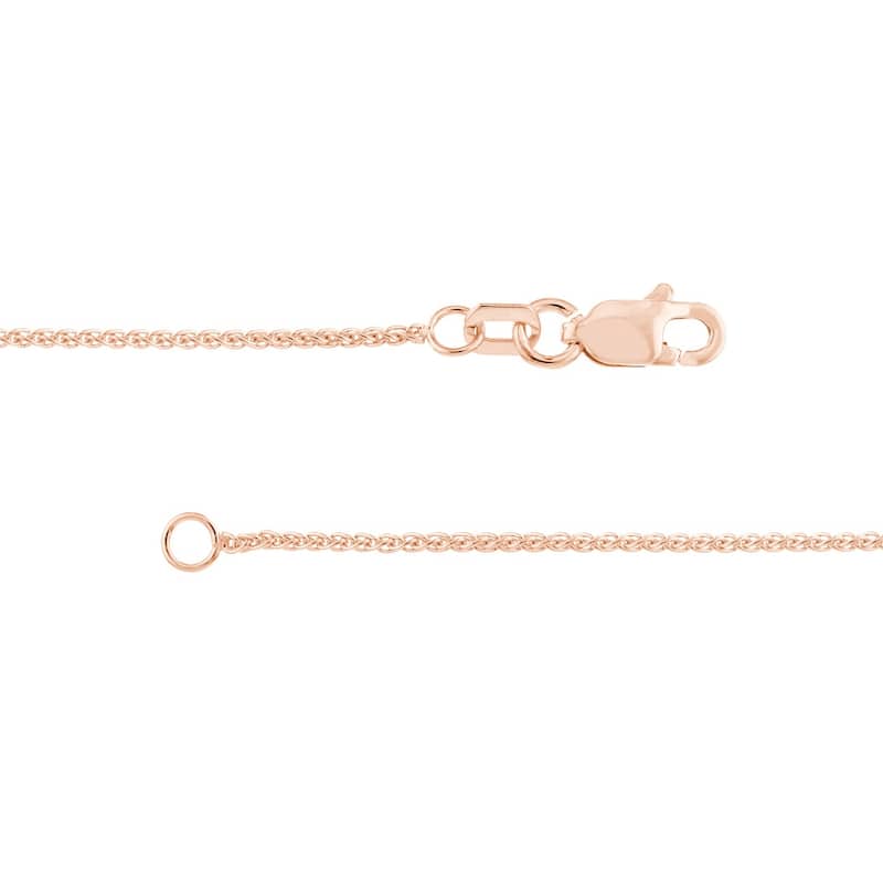 Curata 14k Rose Gold 1.05mm Round Wheat Chain Necklace (Lobster)