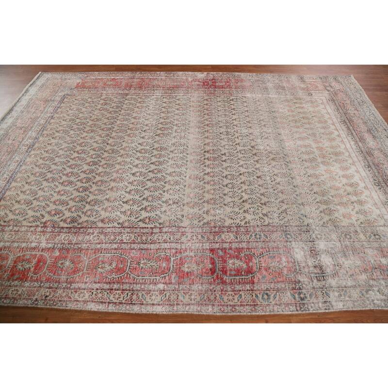 Hand-knotted Distressed Boteh Botemir Persian Area Rug Wool - 7'6" x 10'7"