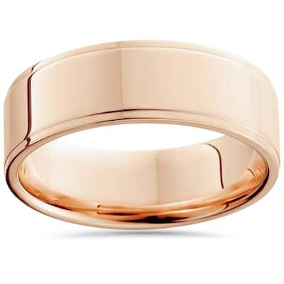 6mm Rose Gold High Polished Step Cut Wedding Band