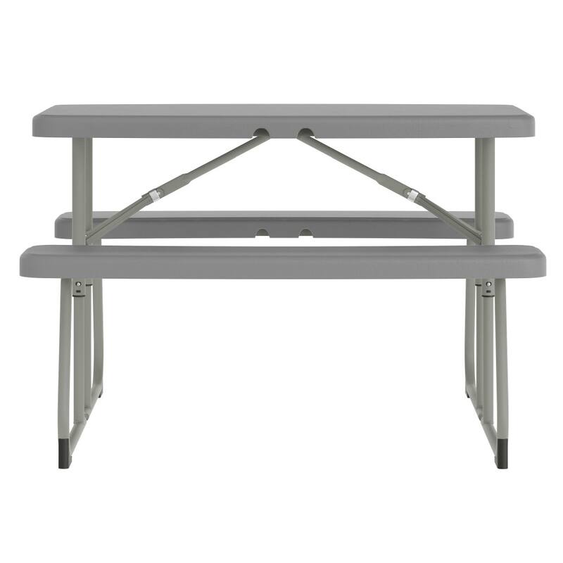 Indoor/Outdoor Commercial Grade Kids Folding Picnic Table with Benches - 37.5"D x 32.625"W x 21.5"H