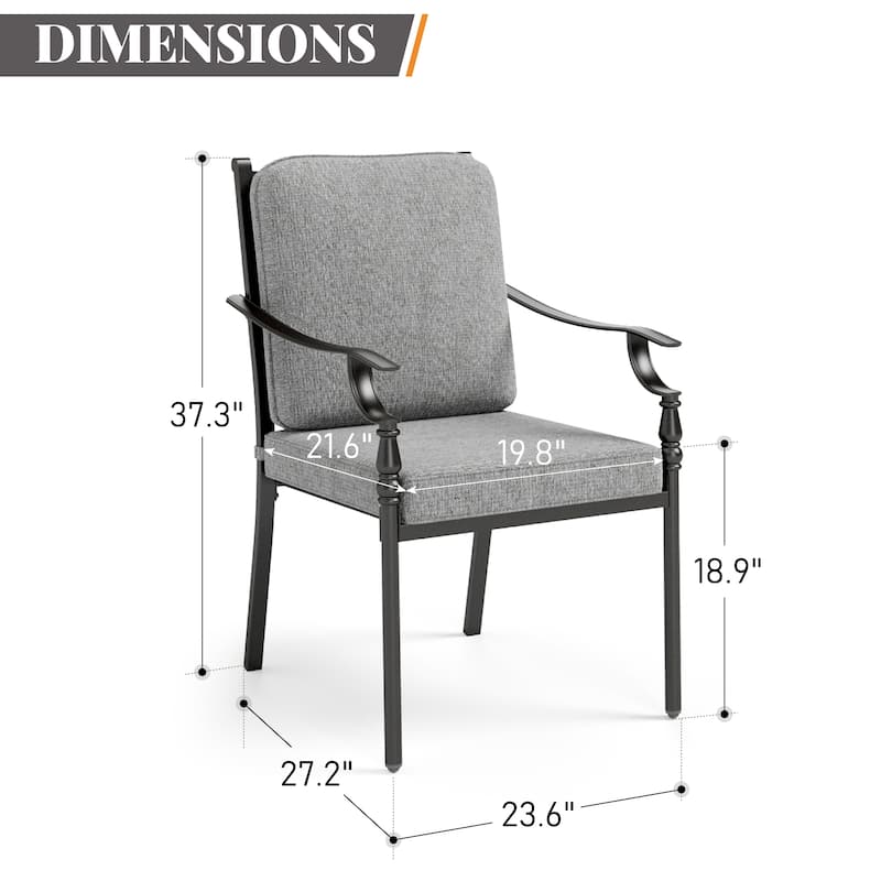 MAISON ARTS Outdoor Patio Dining Chairs Set of 2: Heavy Duty Wrought Iron (Fixed & Swivel)