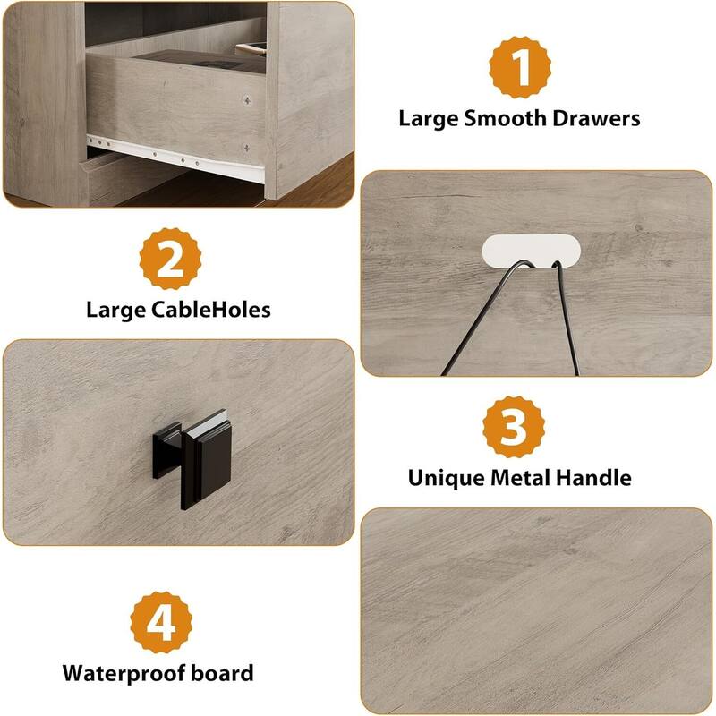 TV Console, with Open Shelves and Storage Drawer