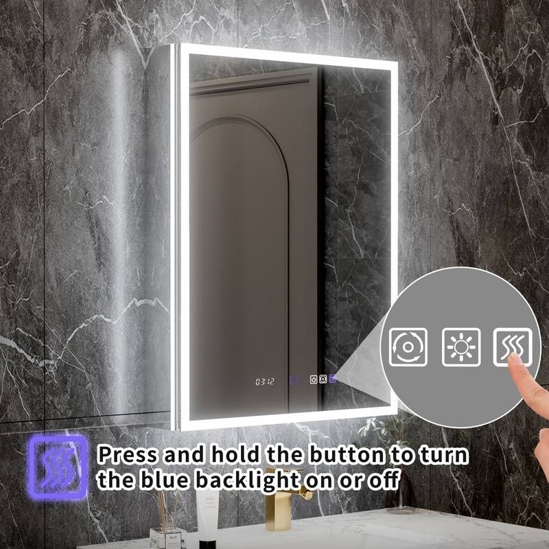 Modland 20"-24"W x 32"H Medicine Cabinet with Mirror and LED Light Wall Mount or Recessed