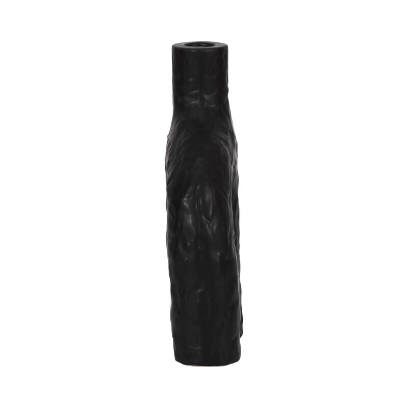 Textured Creamic Taper Candle Holder with Double Arched - Black
