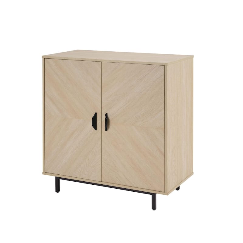 Homy Casa Herringbone Accent Cabinet, Adjustable Shelf, Living Sideboard