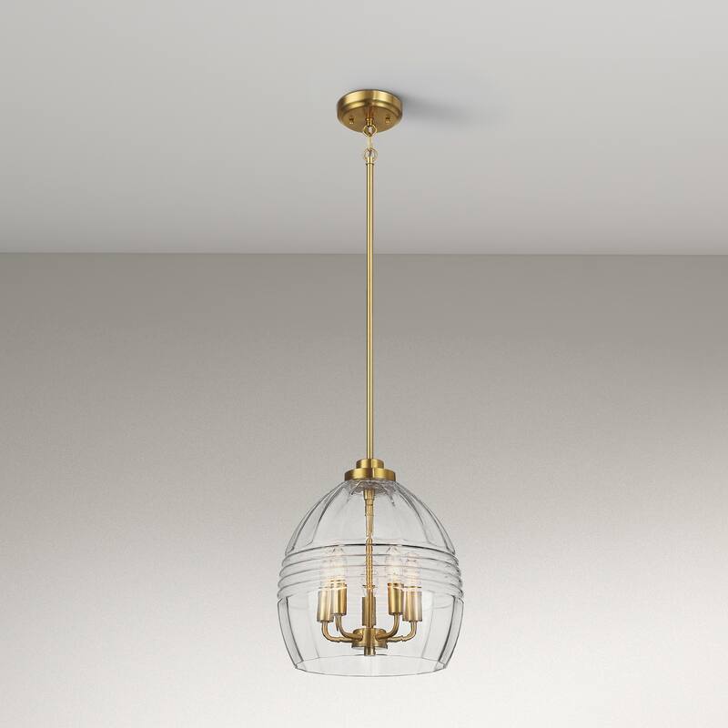 Yert 5-Light Pendant Hanging Light with Clear Glass - Gold