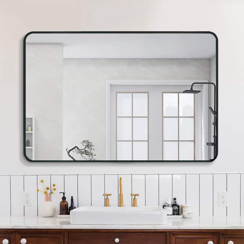 30 "x40" Rectangular Bathroom Wall Mirror - Black