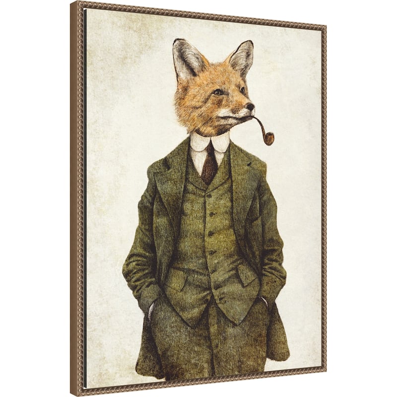 The Vintage Stylish Fox by Mike Koubou (23 x 30 in.), Framed Canvas Wall Art Print