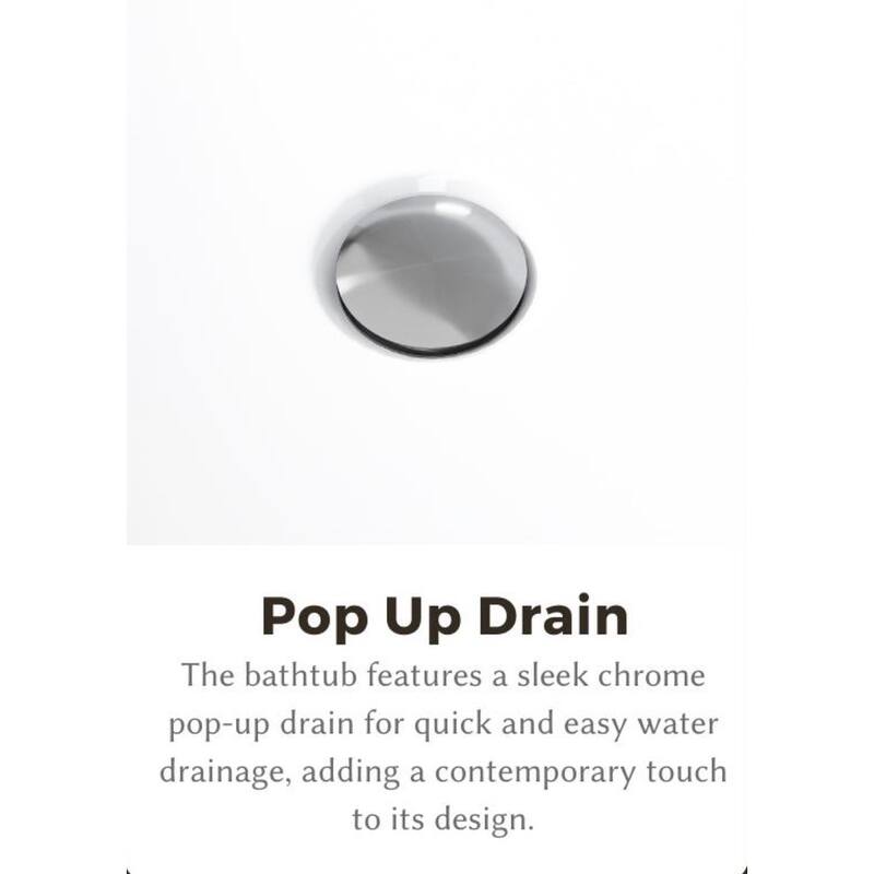 Stufurhome 67" In. Acrylic Freestanding FlatBottom Design Soaking Tubs with Chrome Overflow and Pop Up Drain