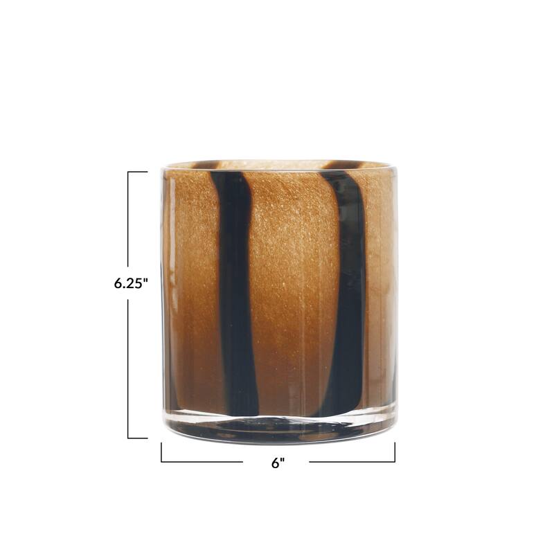 Glass Candle Holder with Stripes