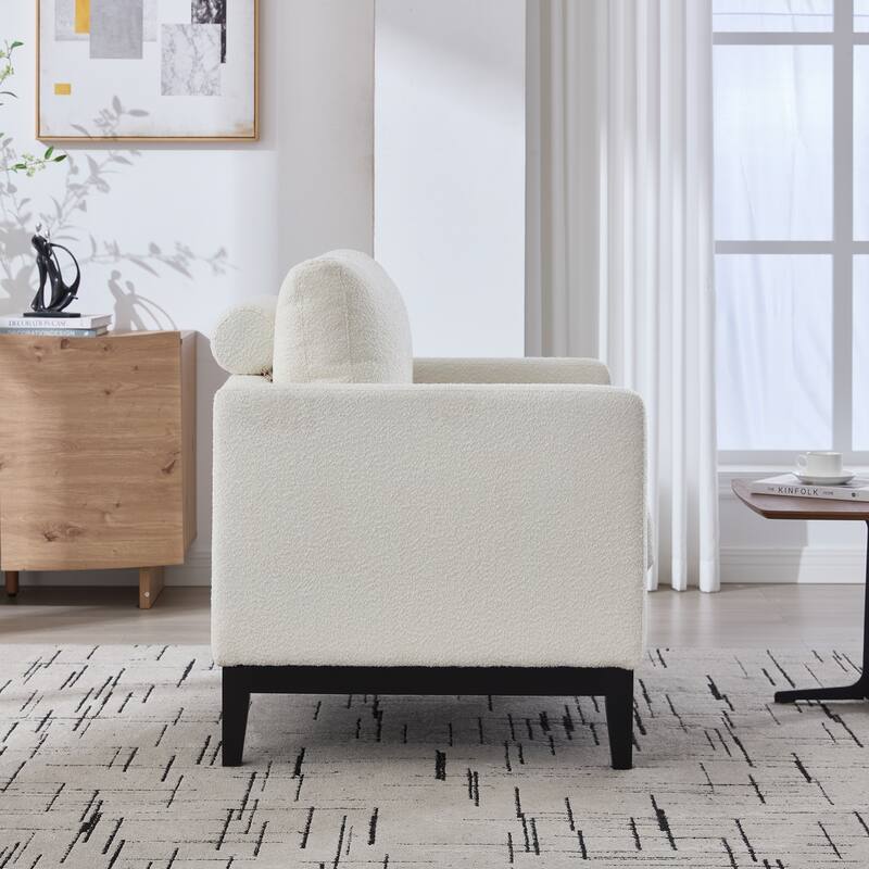 Boucle Armchair with Pillows