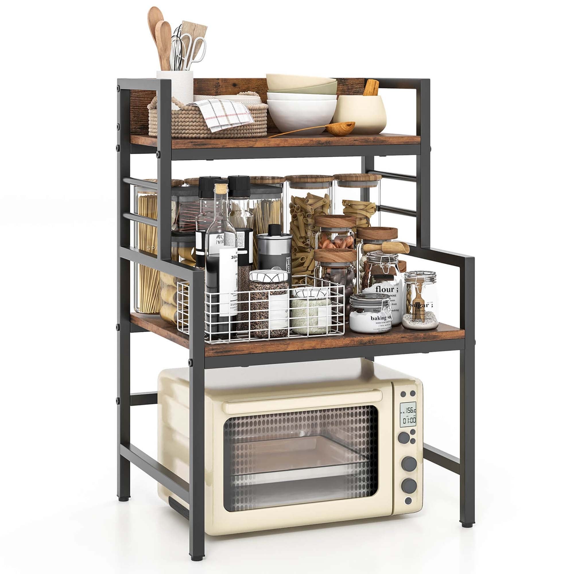 Costway 3-Tier Microwave Stand with Storage Shelves Heavy-Duty Metal - See Details