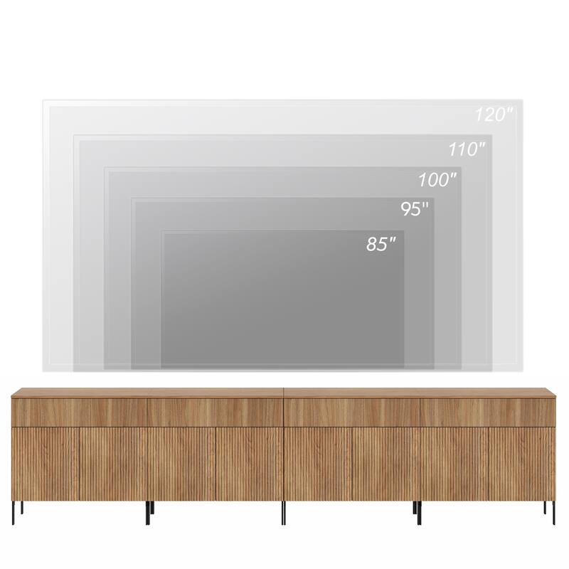 31.5" Modern Reeded TV Stand With Doors, Entertainment Center With Shelf, Wooden TV Console