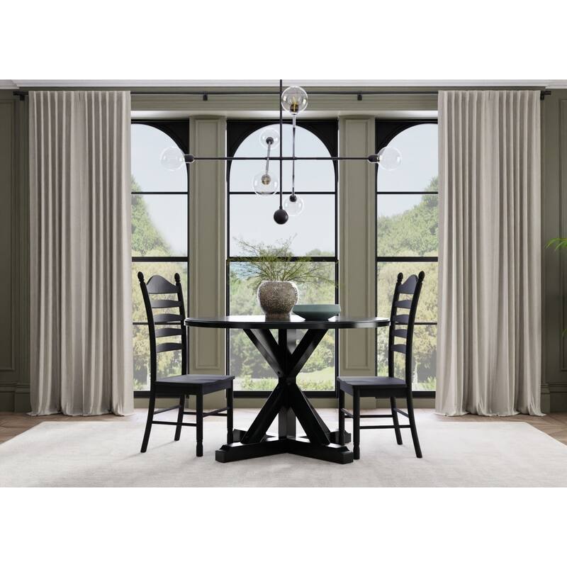 Round Top X Base Pedestal Dining Table - 48" - Black