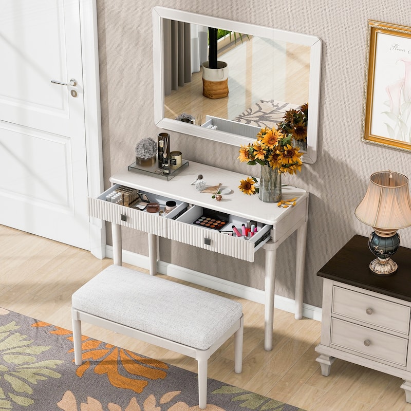 Versatile Vanity Desk with Stool and Ample Storage for Home Office and Makeup