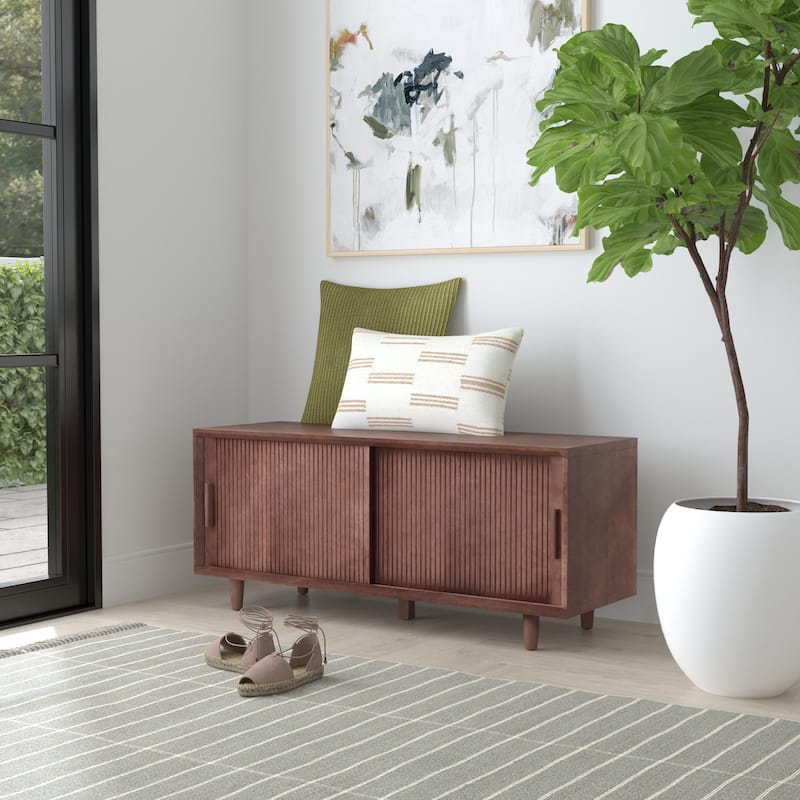 SEI Furniture Parkdell Storage Bench with Sliding Doors