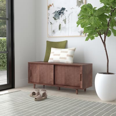 SEI Furniture Parkdell Storage Bench with Sliding Doors